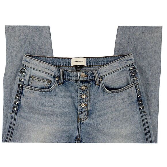 Current/Elliott 'The Zig Zag Fling' Studded Denim Blue Jeans – Size 27 - ($278) - Picture 3 of 8